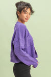 Drop Shoulder Cropped Cardigan Sweater - Wisteria