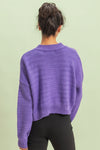Drop Shoulder Cropped Cardigan Sweater - Wisteria