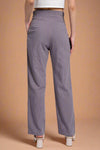Tie Front Pinstripe Trouser - Charcoal