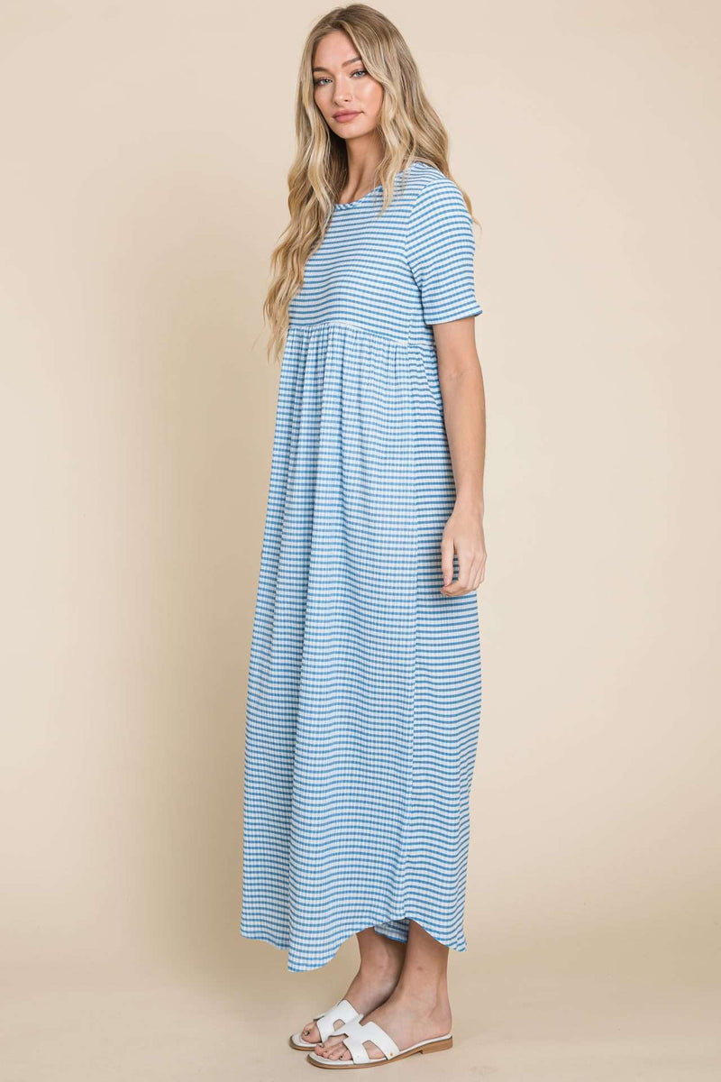Gingham Poplin Dress Blue