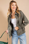 Lightweight Snap Button Jacket - Olive