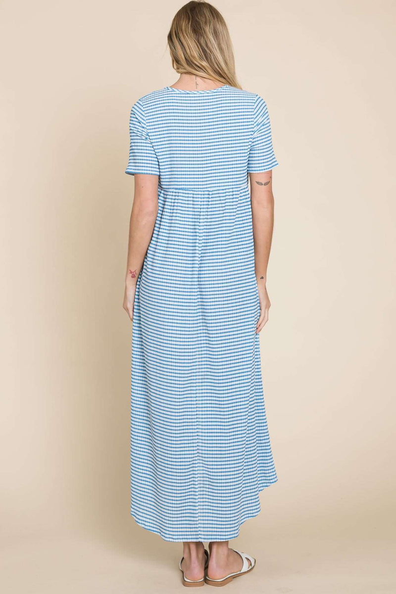 Gingham Poplin Dress Blue