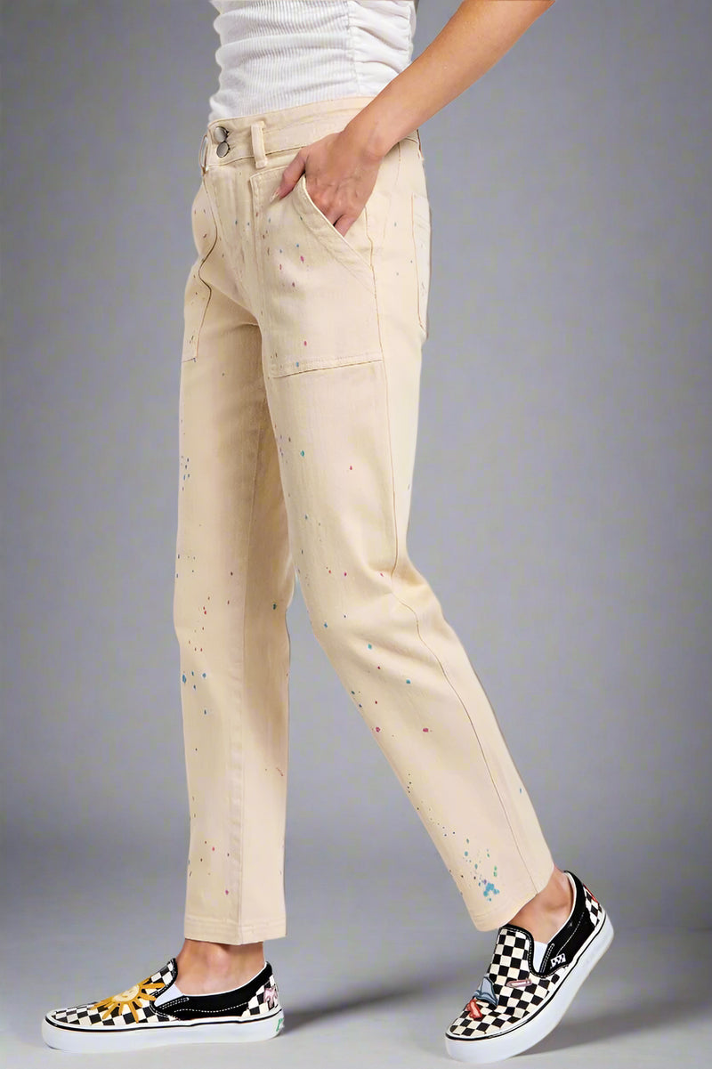 Paint Splatter Carpenter Pant - Khaki