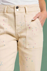 Paint Splatter Carpenter Pant - Khaki