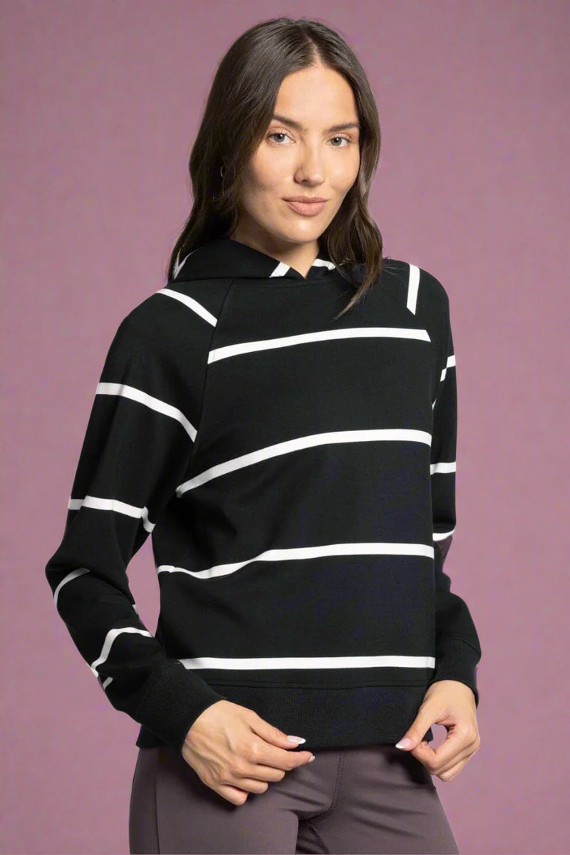 Turner Lightweight Hoodie - Black Ivory Stripe