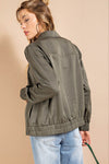 Lightweight Snap Button Jacket - Olive