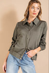 Lightweight Snap Button Jacket - Olive