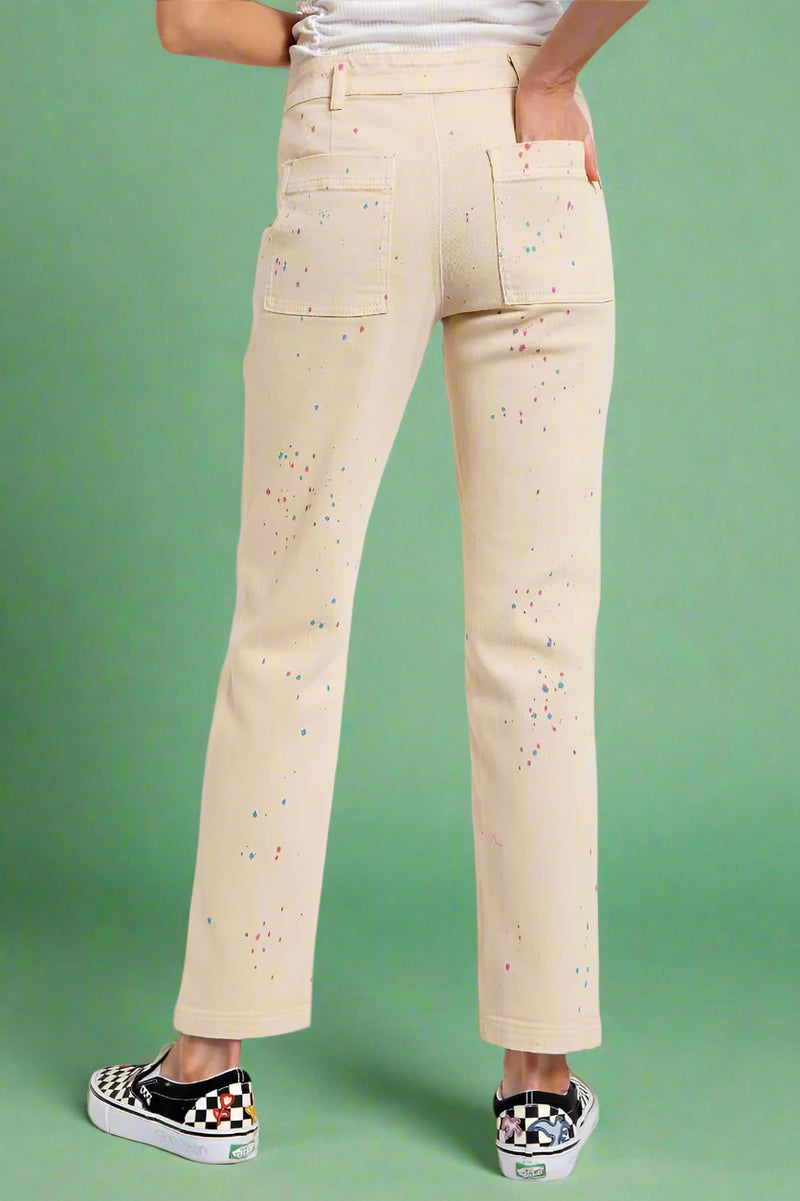 Paint Splatter Carpenter Pant - Khaki