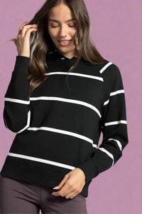 Turner Lightweight Hoodie - Black Ivory Stripe
