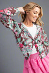 Lightweight Button Front Jacket - Mocha Multi