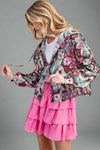 Lightweight Button Front Jacket - Mocha Multi
