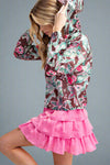 Lightweight Button Front Jacket - Mocha Multi
