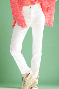 Paint Splatter Carpenter Pant - White