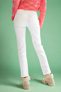 Paint Splatter Carpenter Pant - White
