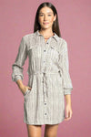 Edna Button Down Dress - Black Off White