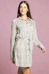 Edna Button Down Dress - Black Off White