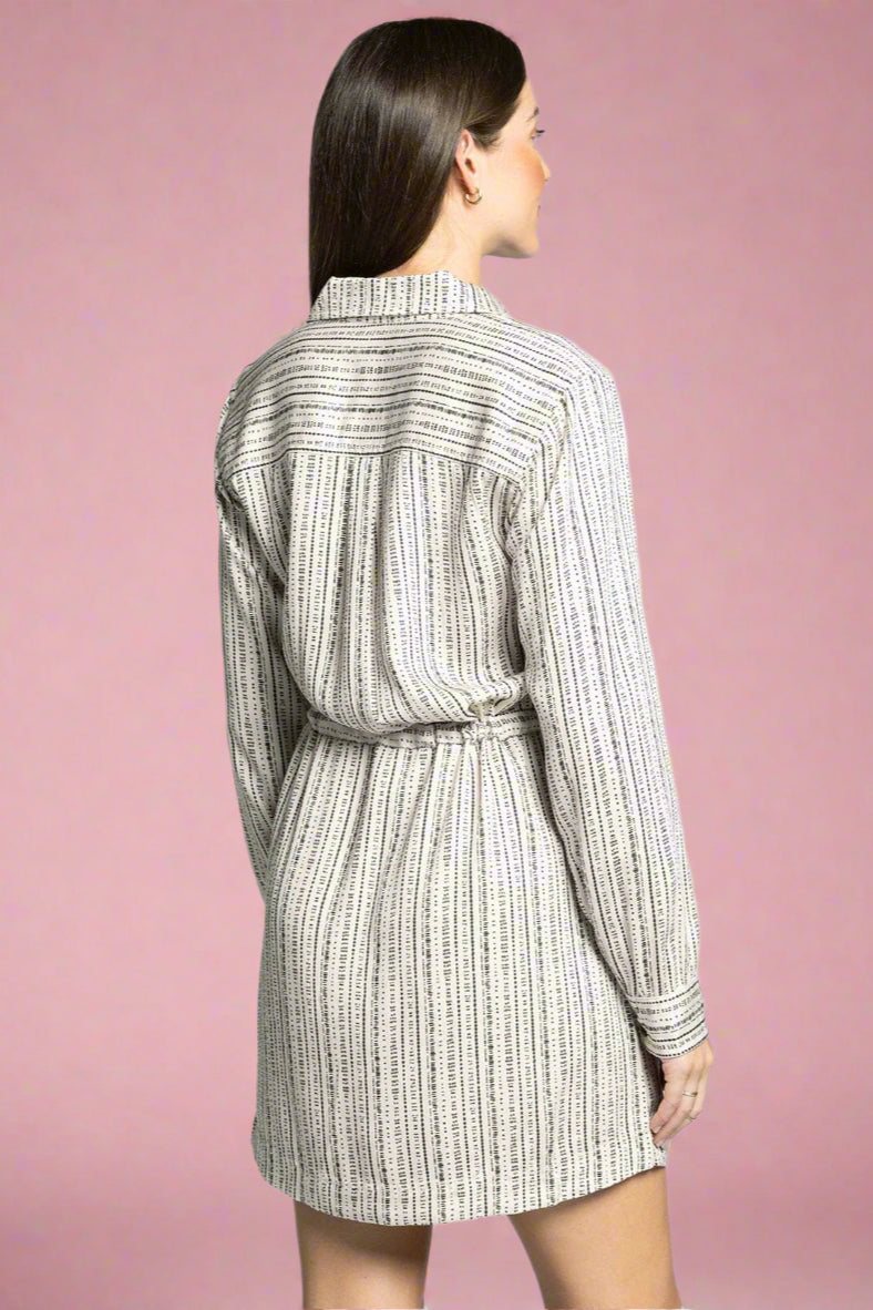 Edna Button Down Dress - Black Off White