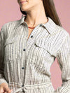 Edna Button Down Dress - Black Off White