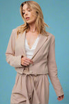 Cropped Pinstripe Blazer - Khaki