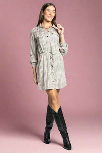 Edna Button Down Dress - Black Off White