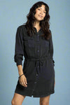 Edna Button Down Dress - Noir