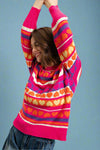 Lightweight Heart Sweater - Hot Pink
