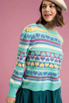 Lightweight Heart Sweater - Mint Green