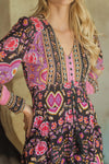 Cherry Blossom Print Sabrina Maxi Black