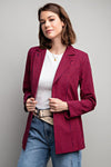 Longline Plaid Blazer - Red Navy