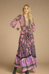 Cherry Blossom Print Sabrina Maxi Black