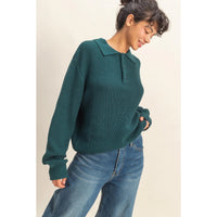 Oversized Collar Sweater - Deep Green