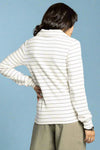 Lucy Collared Half Button Top - Noir Stripe
