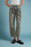 Contrast Stitch Barrel Jeans - Grey Denim