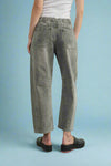 Contrast Stitch Barrel Jeans - Grey Denim