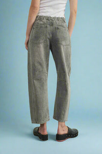 Contrast Stitch Barrel Jeans - Grey Denim