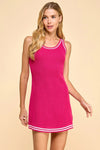 Knit Striped Detail Dress - Magenta