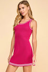Knit Striped Detail Dress - Magenta