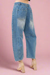 Contrast Stitch Barrel Jeans - Denim