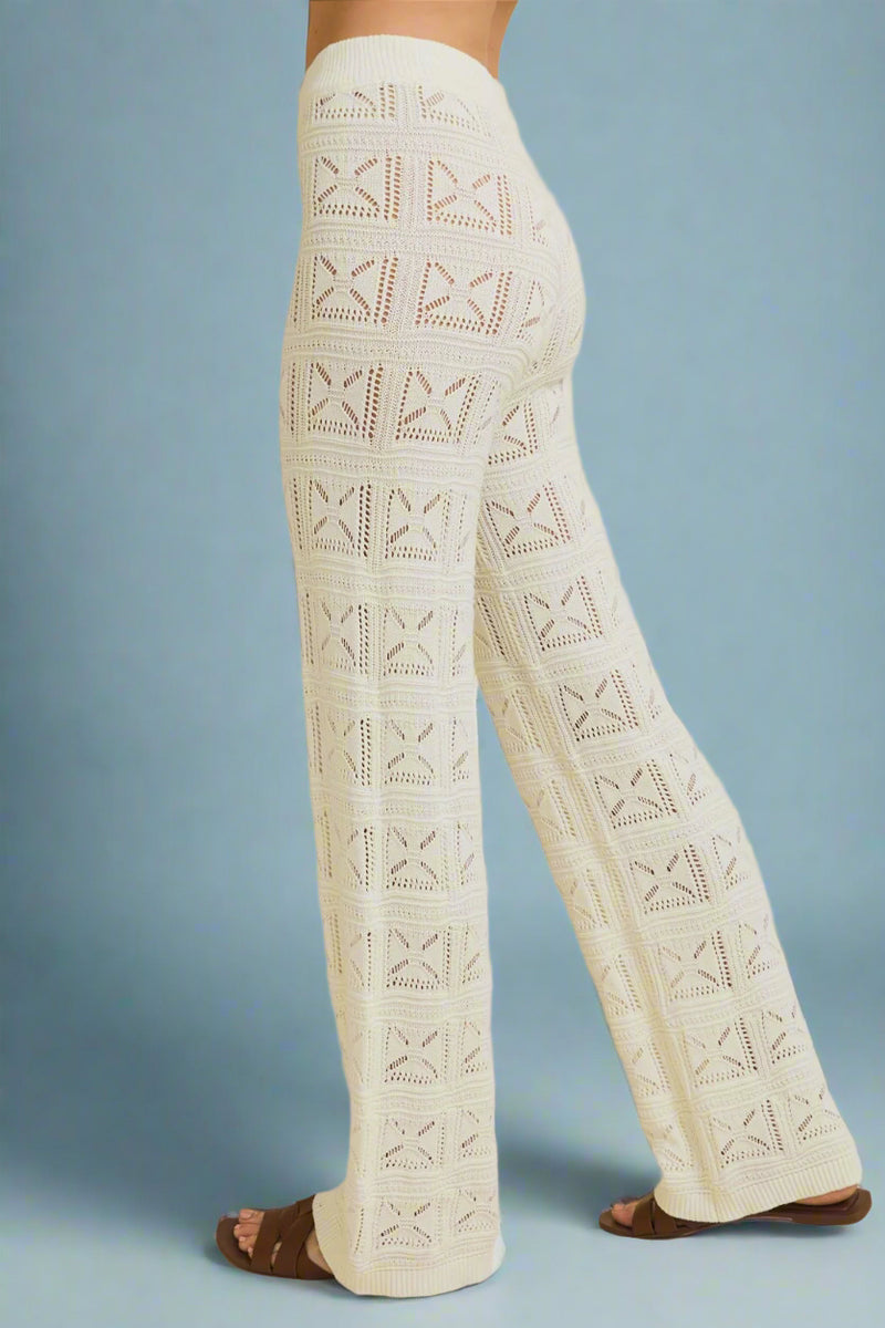 Open Knit Pants - White