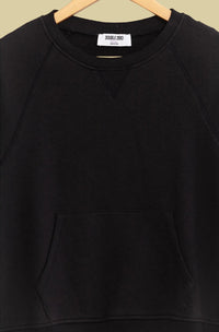Raglan Sleeve Pocket Sweatshirt - Black
