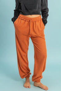 Reverse Seam High-Waisted Jogger Pants - Baked Clay