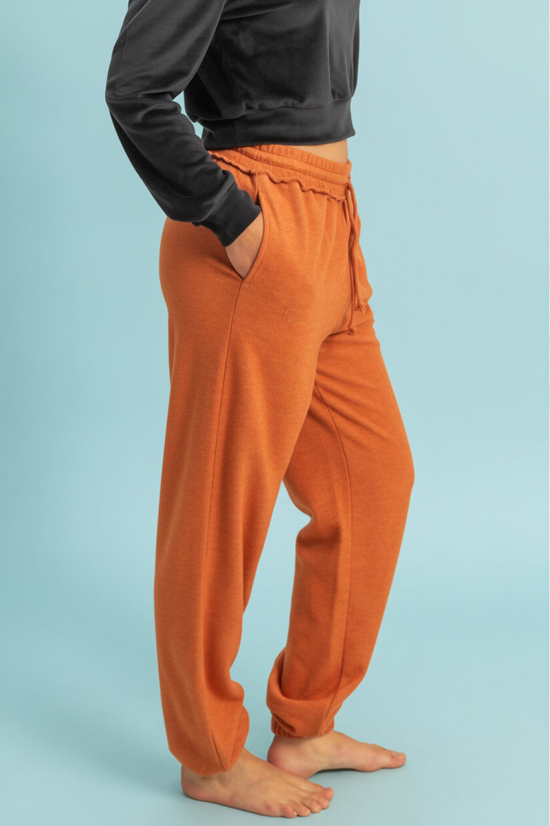 Reverse Seam High-Waisted Jogger Pants - Baked Clay