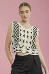 Embroidered Crochet Lace Vest - Natural