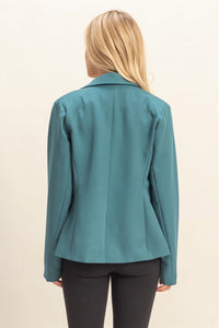 Single Button Blazer - Dusty Blue