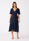 Cutout Embroidered Midi Wrap Dress