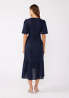 Cutout Embroidered Midi Wrap Dress