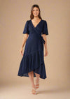 Cutout Embroidered Midi Wrap Dress