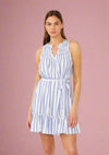 Nautical Striped Sleeveless Belted Mini Dress