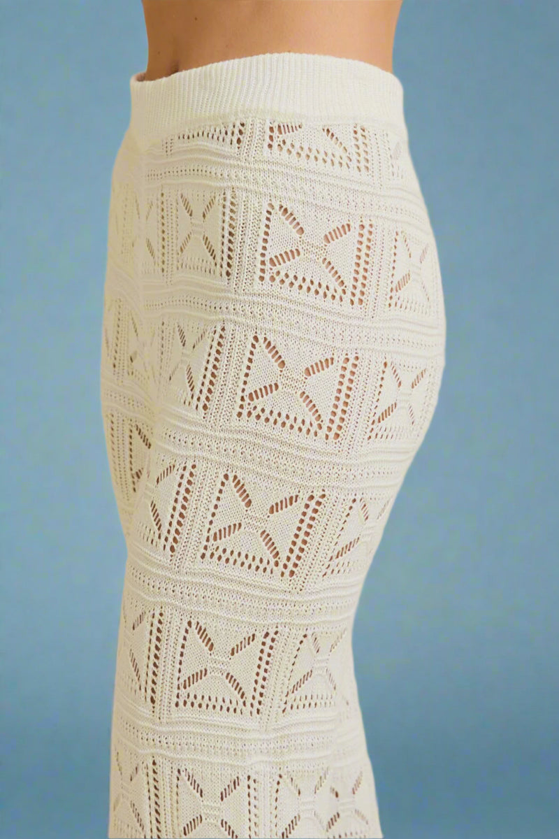 Open Knit Pants - White