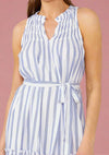 Nautical Striped Sleeveless Belted Mini Dress